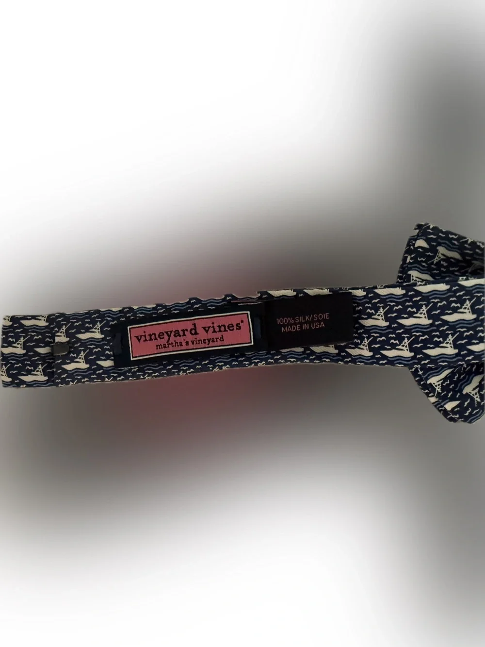 Vineyard Vines Navy and White Kids Bow Tie with Boat Print